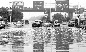 昨天早高峰，软件大道入口处严重积水