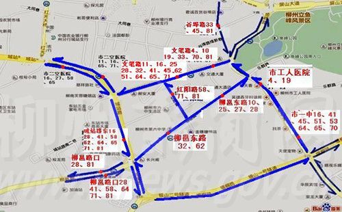 柳州柳石路工程施工 19条公交线路临时调整走向